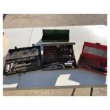 Socket sets, screwdriver, tap and die