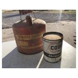 Galvanized gas can and Coop grease