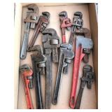 Various size pipe wrenches