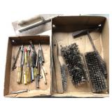 Wire brushes and screwdrivers