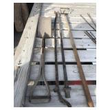 Hoe, tire bars, tile spade