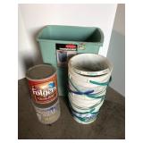 Ice cream pails and coffee tins