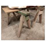 Wooden sawhorses