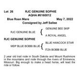 RJC GENUINE SOPHIE AQHA Blue Roan Mare 2022