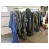 Vintage hunting and service jackets w/rack