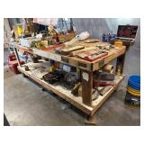 8ft x 4ft rolling work bench, contents not