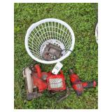 Bucket of hand tools and light