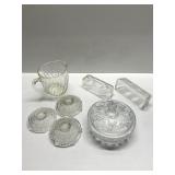Assorted vintage clear glassware