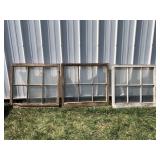 3- Six pain rustic wood windows