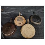 LOT OF 4 CAST SKILLETS - VINTAGE - UNMARKED