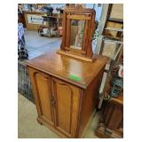 WOOD CABINET W/MIRROR