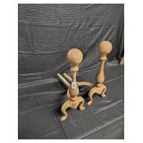 PAIR OF CAST IRON CANNONBALL AND IRONS