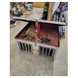 2 DOOR DOG BOX METAL LID RAISES FOR STORAGE