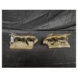 PAIR OF BRASS BIRD DOG BOOK ENDS