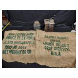 COFFEE GRINDER, COFFEE JAR, 2 COFFEE BEAN BAGS
