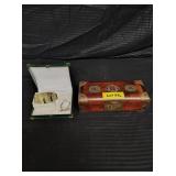 VARIOUS COSTUME JEWELRY, MARBLE ROCKS, BOX