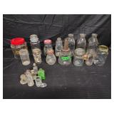 VARIOUS GLASS JARS & JUGS