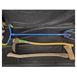 LOT OF 3 HAND TOOLS, WEEDER, AXE, FOREST KING PICR