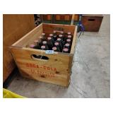 COCA COLA WOOD CRATE W/NEWER BOTTLES