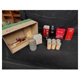 COCA COLA LOT - 2 RADIOS, METAL BANK, RECIPE BOX,