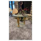 glass top round lamp table