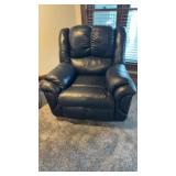 Blue leather recliner