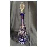 Cobalt cut to clear decanter 15ï¿½ tall