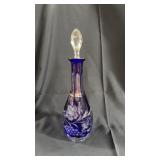 Cobalt cut to clear decanter 12ï¿½ tall