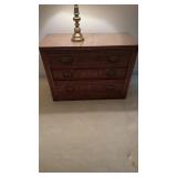 3 drawer walnut chest marble cracked