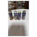 Cobalt salt and peppers silver trimmed