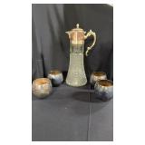 Silver plate pitcher/ cups