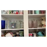 Middle shelf of glassware