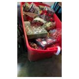 Large tote of ornaments/ lid