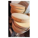 Round wooden boxes