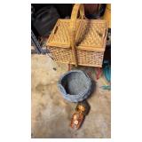 Baskets/ wooden doll