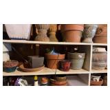 Flower pots on second shelf