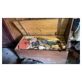 Wooden trunk full of crafts