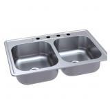 Drop-In Stainless Steel 33 in. 4-Hole Double Sink