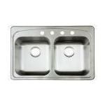 Drop-In Stainless Steel 33 in. 4-Hole Double Bowl