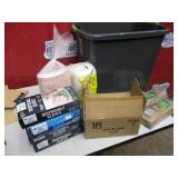 Misc items Trash Can Gloves Napkins Paper Bags And