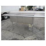 102" Stainless 3 Bay Sink