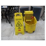 Mop Bucket and Sign