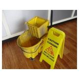 Mop Bucket & Wet Floor Sign