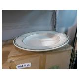Bid x 12 : Rolled Edge Green Band White Pasta Bowl