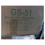 Bid x 12 : Rolled Edge Green Band White Platter 15