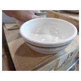 Bid x 27 : Rolled Edge Green Band White Soup Bowl