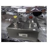 New Pump Style Condiment Dispenser w/ (2) Jars & P