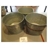Lot of 3 Galvanized Buckets