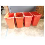 Bid X4: Small Red Trash Cans