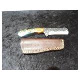 Custom Handmade Damascus Steel Bull Knife 8"